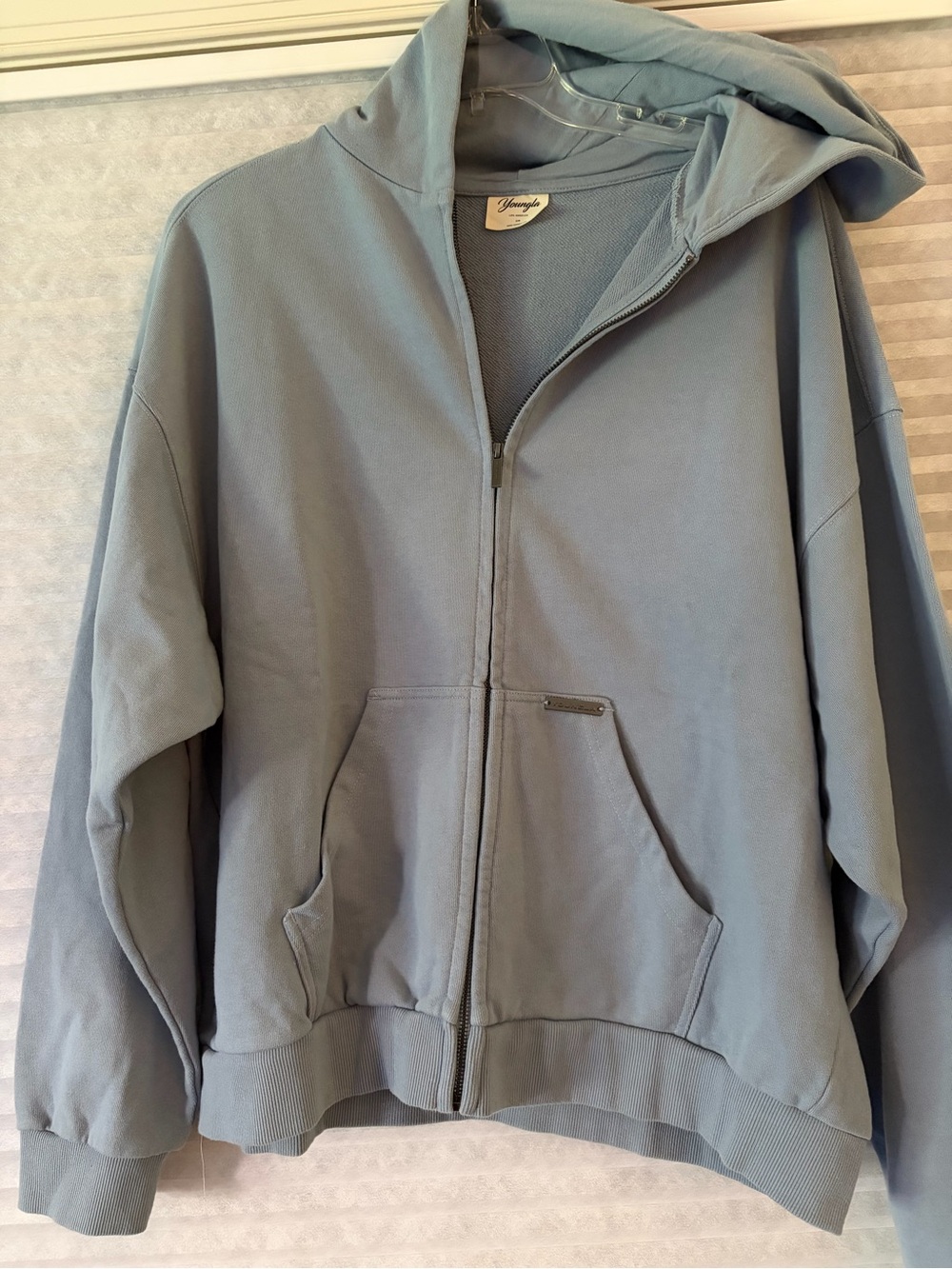 Young YounLA Brand Light Blue Zip-Up Hoodie Jacket